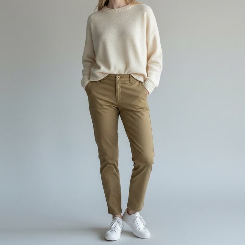 Gap Mid Rise Downtown Khaki Pants NWT Women's Sz 4P Beige Cropped Casual